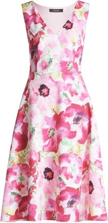 Vera Mont Kleedjes, Dames, Roze, XL, Bloemen Cocktailjurk met Cut-Outs