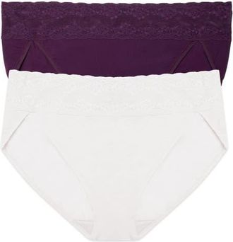 Natori Bliss Perfection One Size French Cut Brief 2-Pack in Coconut/fig Jam at Nordstrom