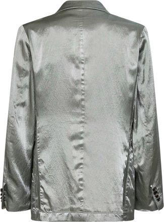 Dries Van Noten Mens Double-Breasted Blazer Mint Green Cupro Jacket