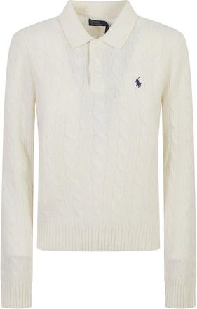 Ralph Lauren Truien & Vesten, Dames, Wit, M, Wol, Pullover met kabels van wol en kasjmier
