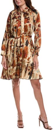 Gracia Satin Print Tie-Neck Midi Dress