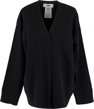 Fendi Black Knit Cardigan with Monogram Interior Size XS
