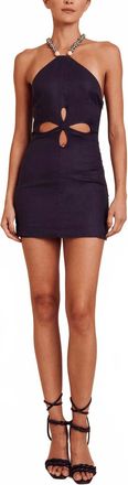 Azulu Drea Halter Mini Dress In Navy