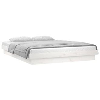 vidaXL Vidaxl - Estructura Cama Led Sin Colch&oacute;n Madera Maciza Blanco 140x190 Cm