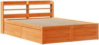 vidaXL Bed Frame with Headboard Wax Brown 140x200 cm Solid Wood Pine vidaXL