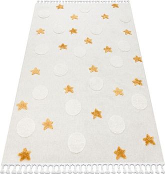 RugsX Rugsx - Carpet yoyo GD75 white / orange - Stars, circles for children, structural, sensory Fringes beige 120x170 cm