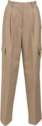 Frankie Shop Cargo Trousers in Beige Polyester