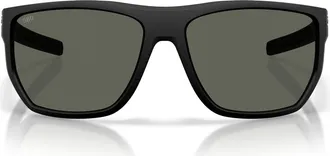 Costa Santiago 63mm Oversize Polarized Rectangular Sunglasses in Netplus Black/gray 580G at Nordstrom