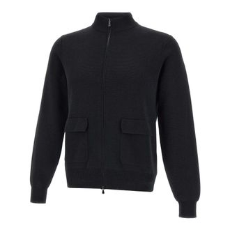 FILIPPO DE LAURENTIIS Cardigans, male, Black, Size: 3XL Cotton Crepe Sweater