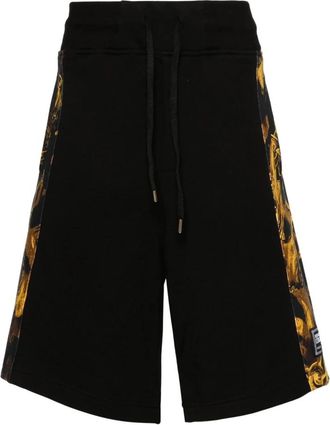 Versace Jeans Couture Zwarte aquarelprint casual shorts - Heren - Korte Broeken - Zwart - XL - Katoen - Korte Broeken