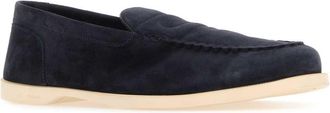 John Lobb Mens Stringate Loafer Navy Leather Rubber