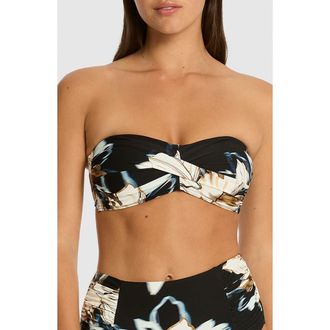 Sea Level Australia La Luna Twist Front Bandeau Bikini Top in Black at Nordstrom, Size 4 Us