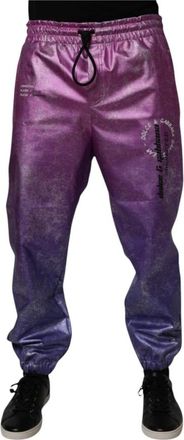 Dolce & Gabbana Roze Paarse Two Tone Jogger Trainingsbroeken - Heren - Sweatpants - Roze - M - Broeken