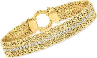 Ross-Simons CZ Byzantine Bracelet in 18kt Gold Over Sterling