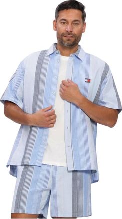 Tommy Jeans Overhemden, Heren, Veelkleurig, L, TJM RLX Stripe SS Shirt EXT