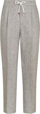 Brunello Cucinelli Hemp and linen trousers in Light Grey at Nordstrom, Size 56 It