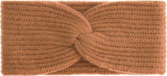 Zwillingsherz Stirnband ZWILLINGSHERZ Rippe, Damen, cognac, Strick, Obermaterial: 100% Kaschmir, M&uuml;tzen Stirnband, breit, gerippt, mit Knotendetail