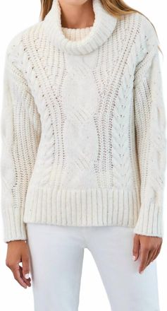 FDJ Cowl Neck Cable Sweater In Cream