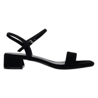 Estro & Luminara Genuine Velour Low Block Heel Sandals - female - Estro - High Heel Sandals - Black - 3 UK - Shoes