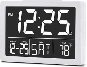 OEM Reloj Despertador Digital, Pantalla Led Grande, 6 Niveles De Brillo, Negro, Pl&aacute;stico, Rectangular, Moderno, Dormitorio, Usb, Funciona Con Pilas