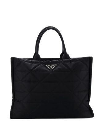 Prada Open Shopping Quilted Re-Nylon Large tote bag - Black