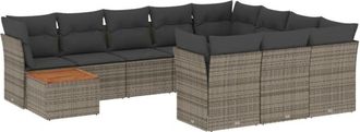 vidaXL Set De Sof&aacute;s De Jard&iacute;n 11 Pzas Y Cojines Rat&aacute;n Sint&eacute;tico Gris Vidaxl