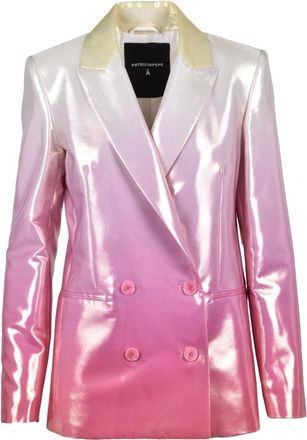 Patrizia Pepe Metalen jas met dubbele knopenrij - Dames - Blazers - Roze - M - Polyester - Jassen