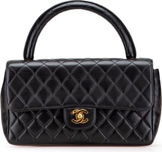 Chanel Pre-owned Womens Timeless Top Handle Flap Bag - Black Leather - One Size