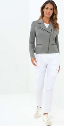 Anatomie Marina Performance Twill Biker Jacket in Grey at Nordstrom, Size X-Large Short