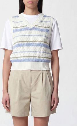 Dunst Gilet a righe in maglia di cotone con scollo a V e spalle regolari