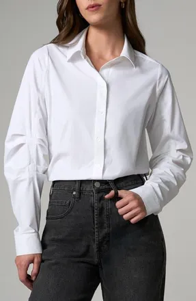 Liverpool Pleated Sleeve Button-Up Shirt in White at Nordstrom, Size X-Large