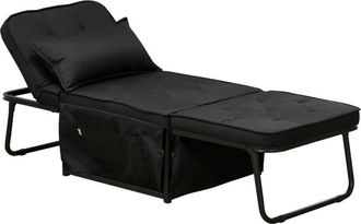 HOMCOM Homcom - Folding Sleeper Chair Bed with Pillow and Side Pockets Black
