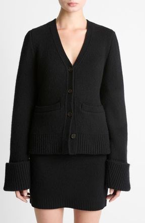 Vince Double Face Wool Blend Cardigan in Black at Nordstrom, Size Xx-Small