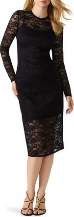 Steve Madden Hailee Long Sleeve Lace Body-Con Dress in Black at Nordstrom, Size X-Small