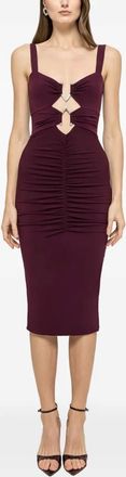 Nissa ruched midi dress - women - Polyester/Spandex/Elastane/Polyester/Spandex/Elastane - 36 - Purple