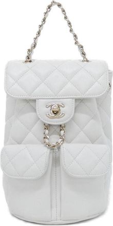 Chanel White Grained Calfskin Backpack (Pre-Owned)