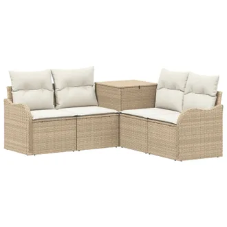 vidaXL Set Di Divani 5 Pz Beige E Bianco Crema Vidaxl