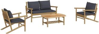 vidaXL Set De Muebles De Jard&iacute;n 4 Piezas Bamb&uacute; Con Cojines Gris Oscuro Vidaxl