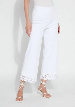 Lyss&eacute; Eyelet Embroidered Wide Leg Crop Pants In White