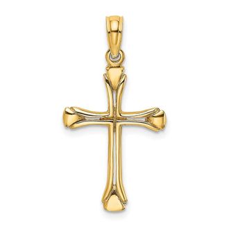 Diamond2Deal 14k Yellow Gold Polished Beveled Cut-out Cross Pendant