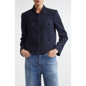 Eleventy Boucl&eacute; Knit Bomber Jacket in 11 Blue at Nordstrom, Size 10 Us