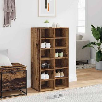 Berkfield Home Shoe Rack Old Wood 54x34x100.5 cm Engineered Wood in Brown