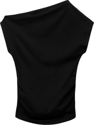 Mango Asymmetric Neck Top in Black at Nordstrom, Size X-Large