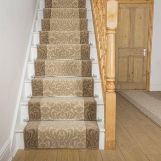 Runrug Stair Runner Carpet for Staircases - Soft & Comfy, 9mm - Baroque in Ivory | Size: 80 cm x 450 cm