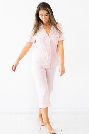 Salua Classic Luxury Capri Pajamas in Brushed Pima Cotton in Light Pink/bubble Gum at Nordstrom, Size X-Small