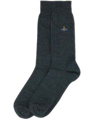 Vivienne Westwood Logo-Knit Wool Blend Socks - Gray