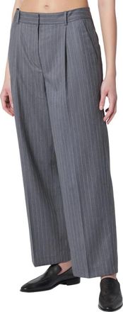 Anine Bing Trent Cropped Broek - Dames - Wijde Broeken - Grijs - M - Wol - Broeken