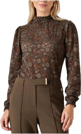 Aaiko Dames, Blouses & Shirts, Bruin, Maat: XS Poliester