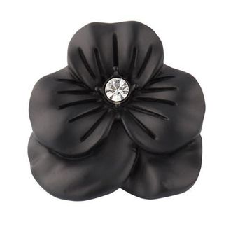 Jan Leslie Matte Flower Lapel Pin in Black Crystal at Nordstrom