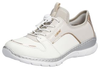 Rieker Slip-On Sneaker RIEKER, Damen, Gr. 36, beige (sanftes wei&szlig;, creme), Lederimitat, Textil, metallic, Schuhe Slip-On Sneaker, Slipper, Schlupfschuh, Frei